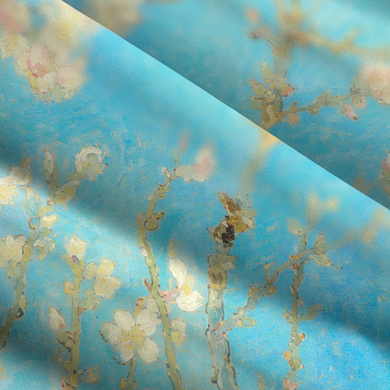 Oil Painting Almond Blossom Sky Blue Art Maxi Dress