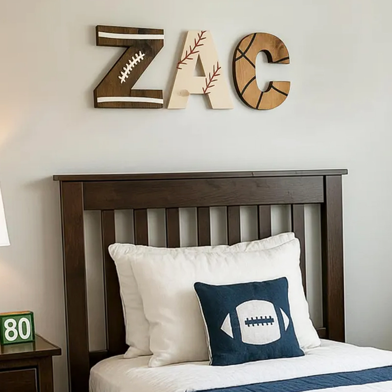 Personalized Wooden Sports Name Sign Sports Letter Wall Decoration Custom Letter