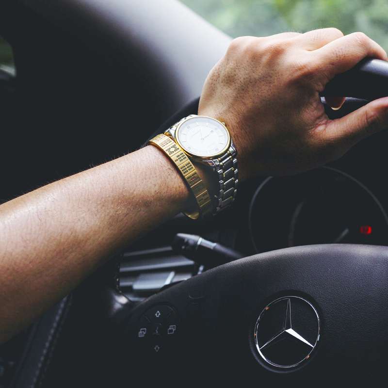 Titanium Steel Mahjong Bracelet Open-Style Bracelet for Mahjong Enthusiasts