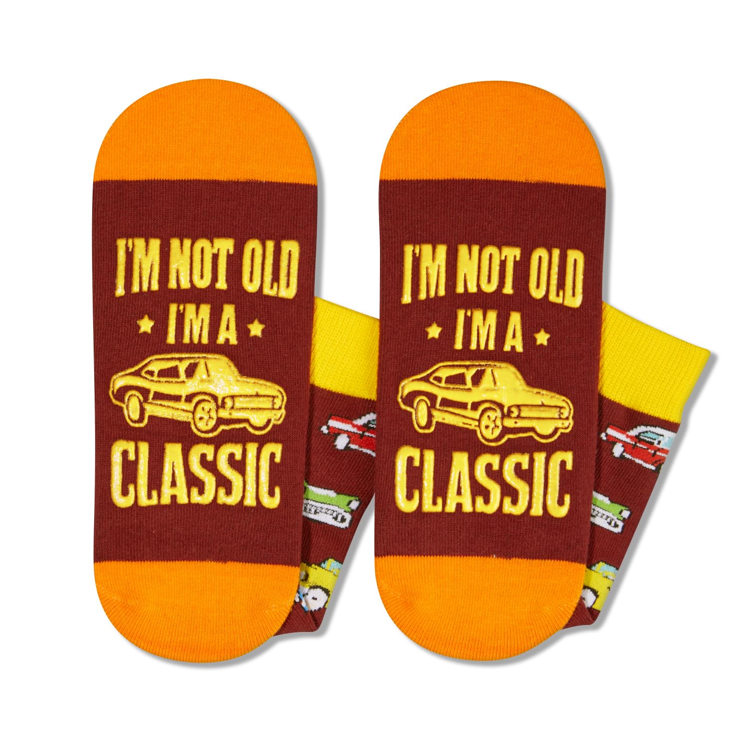 I'm Not Old I'm A Classic Funny Vintage Muscle Car Novelty Crew Socks Classic Car Pattern Socks Gift For Classic Automobile Lovers
