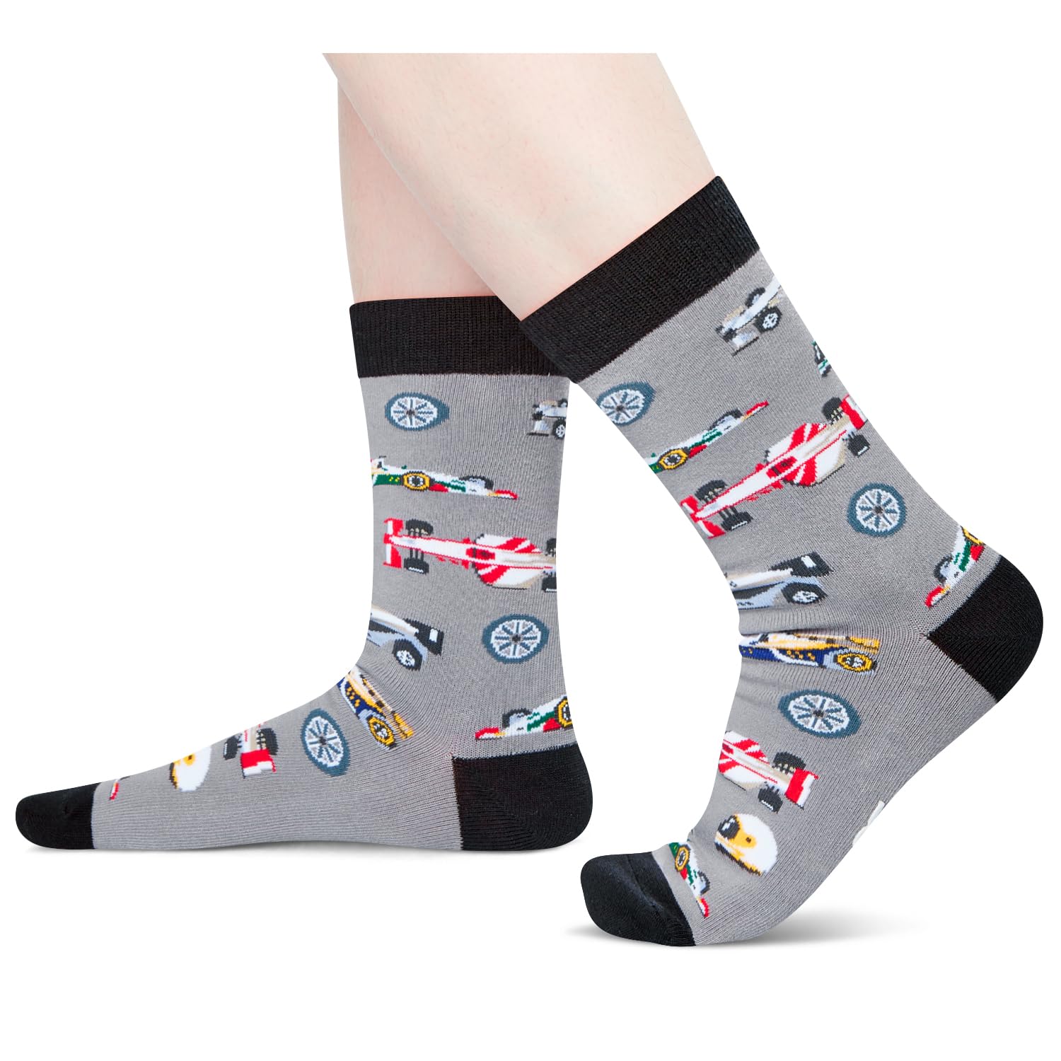 I Don't Snore I Dream I'm A Race Car Funny Checkered Flag Novelty Crew Socks Gift For Racing Car Lovers Motorsport Fans