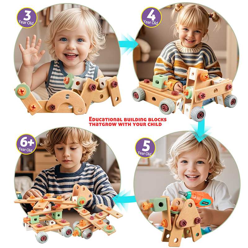 DIY three-dimensional platter screw screw assembly building block toys education Kids' Puzzle Toy Multi-Function Repair Kit Safe & Durable Tools with Storage Box for Children Boy Toys