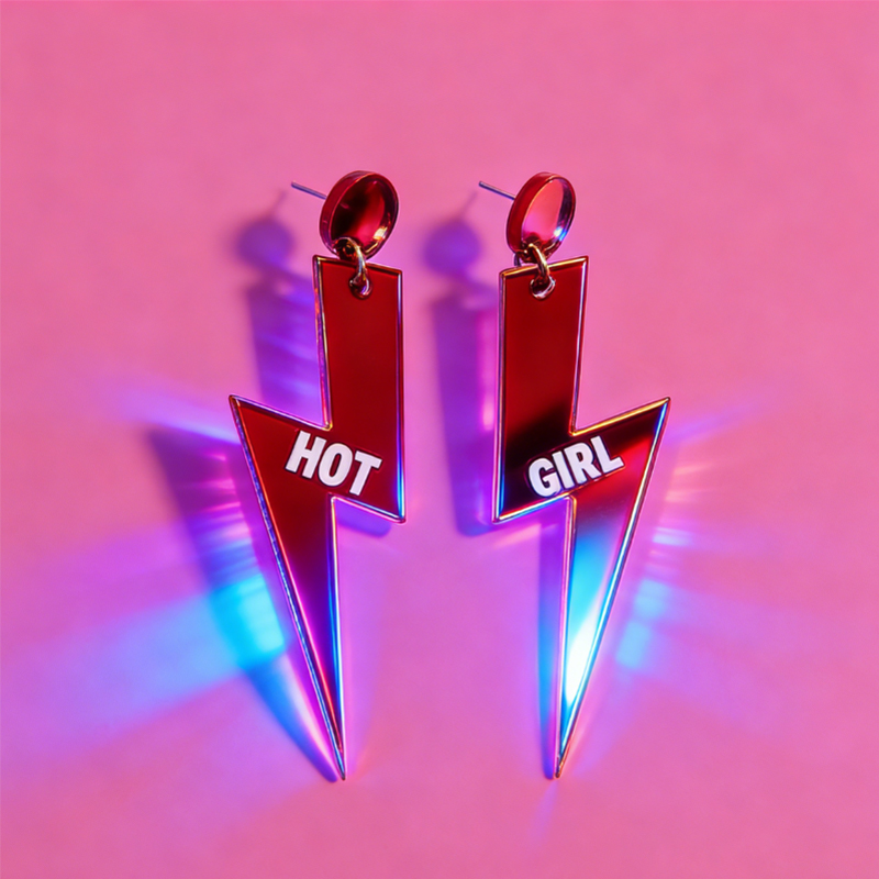 Personalized Multi-Color Lightning Bolt Earrings Edgy Statement Gift for Fashion Girls