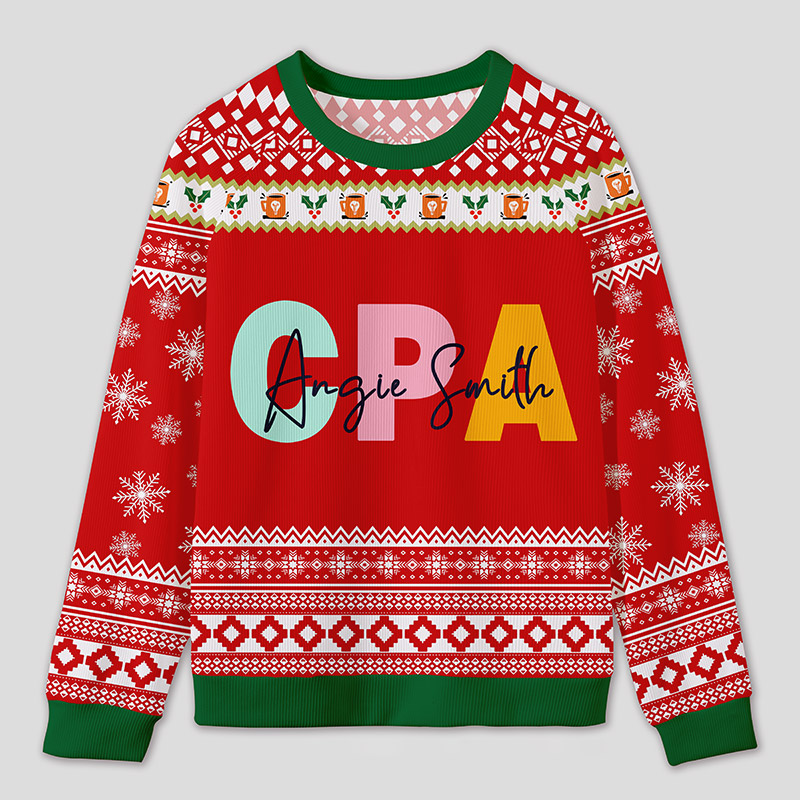 Personalized Certified Accountant Celebration Funny Ugly Sweater Festive Gift for Finance Pros