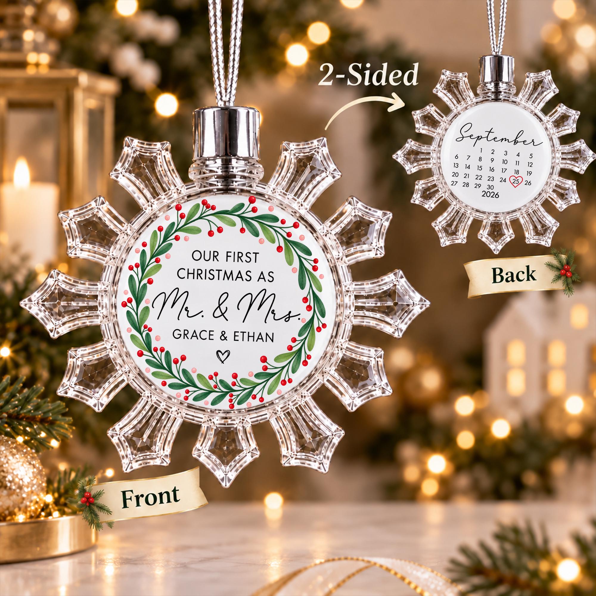 First Christmas Married Ornament, Personalized Newlywed Keepsake 2026