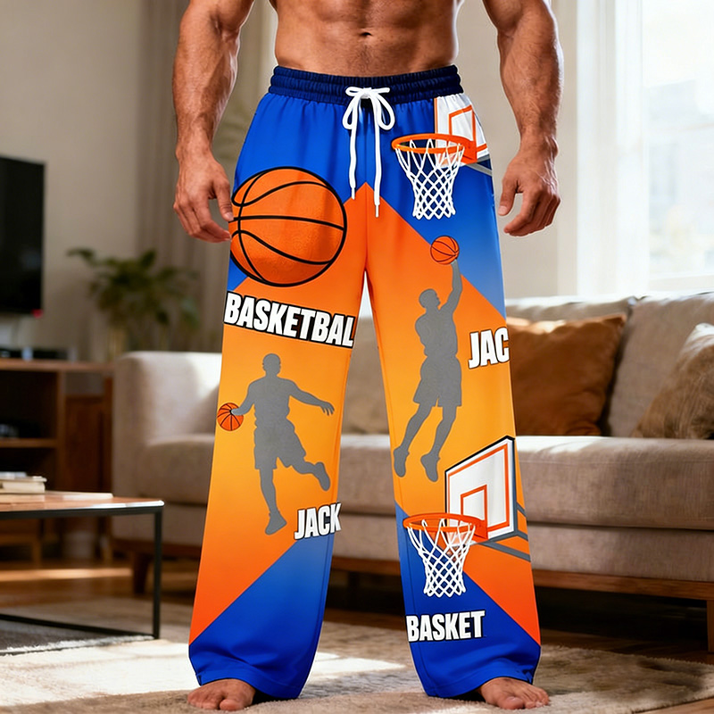 Personalized Basketball Themed Design Lounge Pants with Custom Name for Players and Enthusiasts