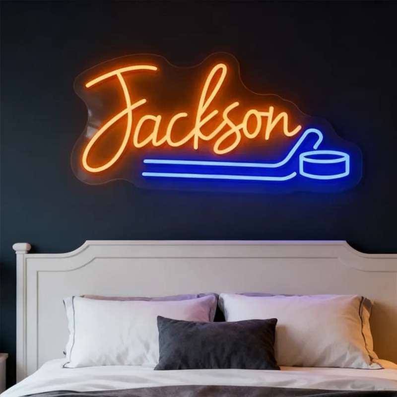 Personalized Ice Hockey Neon Sign with Custom Name for Ice Hockey Fans and Bedrooms 