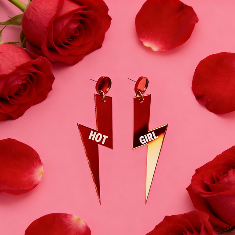 Personalized Multi-Color Lightning Bolt Earrings Edgy Statement Gift for Fashion Girls