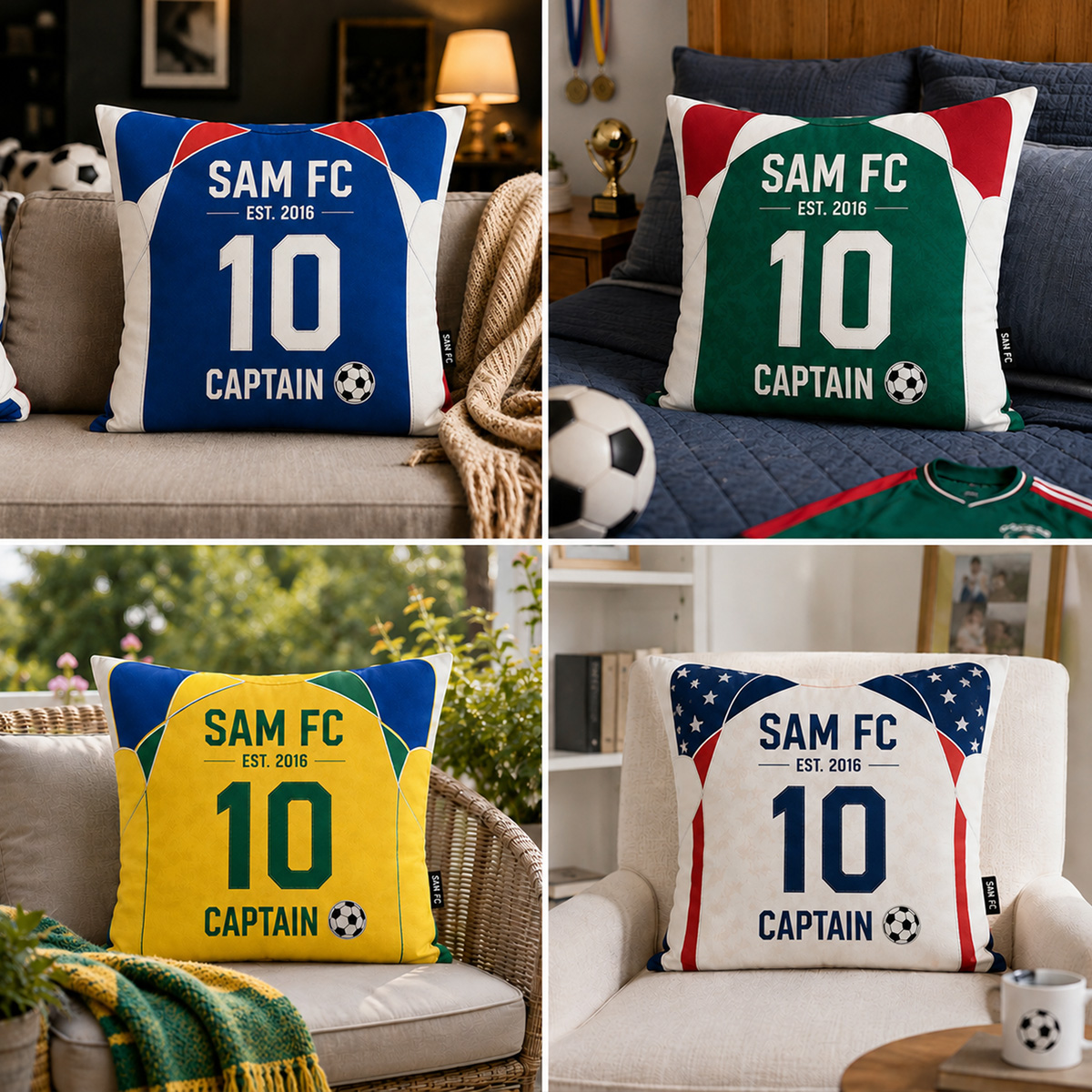 Personalized Football Jersey Pillow National Football Team Custom Name Number & Team Text for Football Lovers