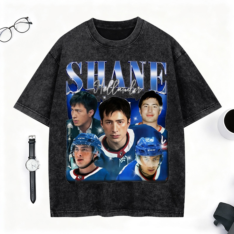 Personalized Ice Hockey Fans Washed T-Shirt with Custom Blue Lightning Image Gift for Fans