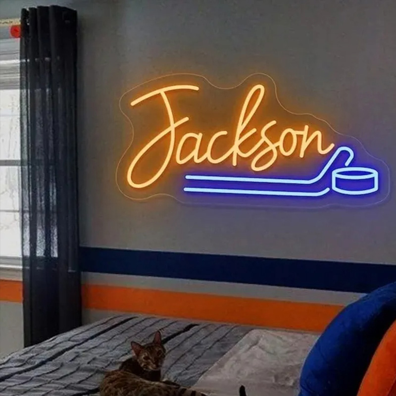 Personalized Ice Hockey Neon Sign with Custom Name for Ice Hockey Fans and Bedrooms 