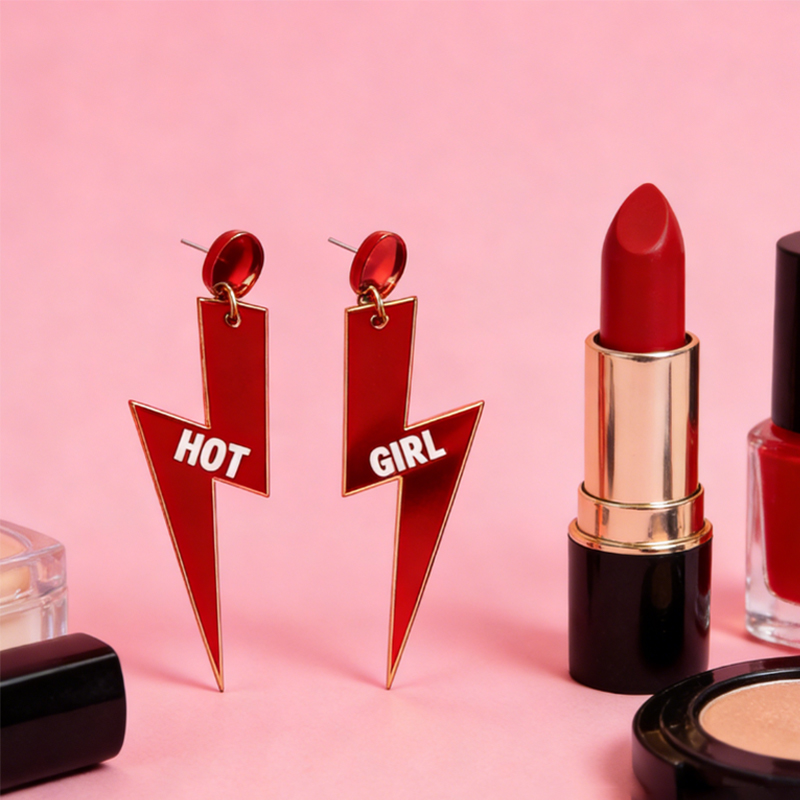 Personalized Multi-Color Lightning Bolt Earrings Edgy Statement Gift for Fashion Girls