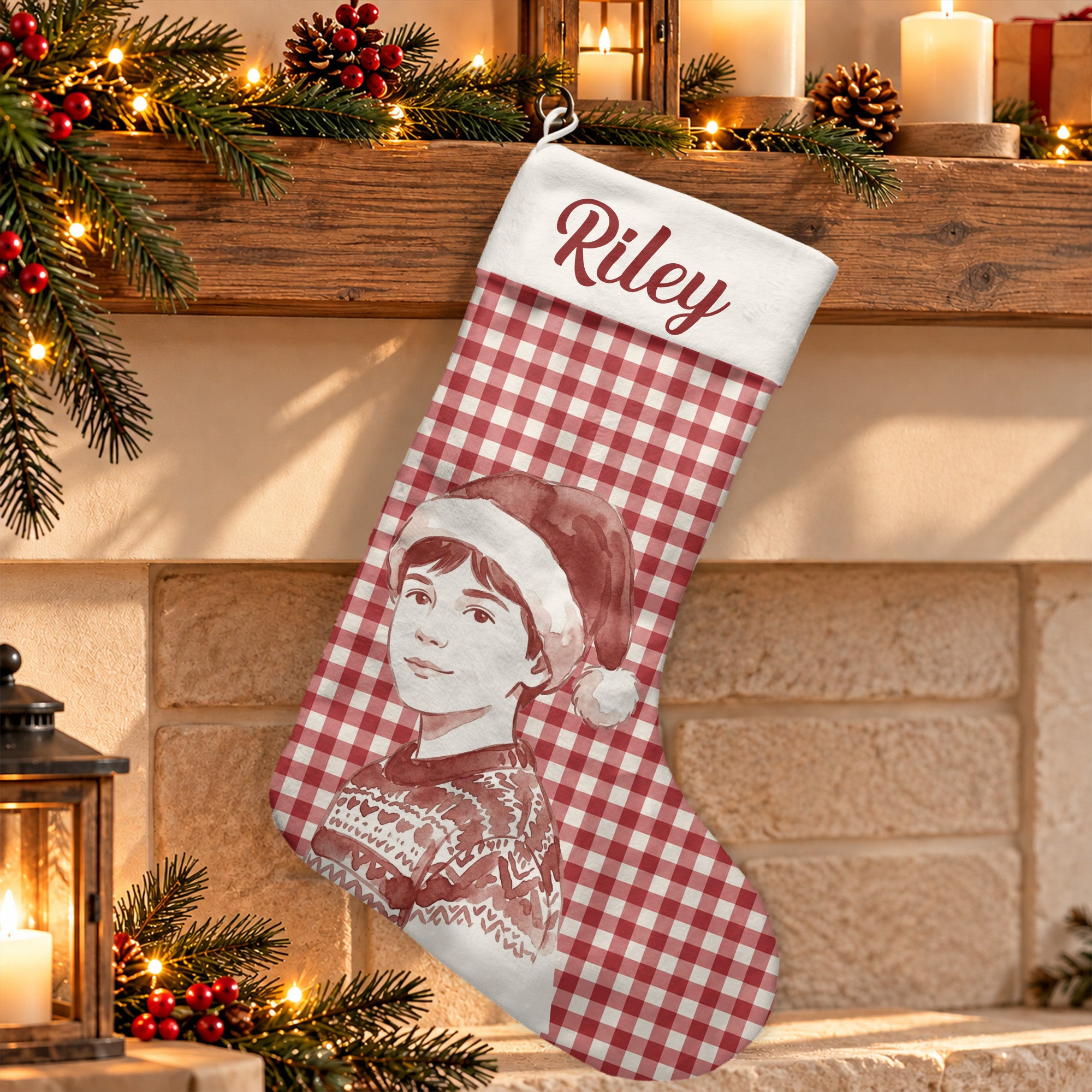 Personalized Photo Family Members Pet Dog Cat Christmas Decor - Personalized Stocking