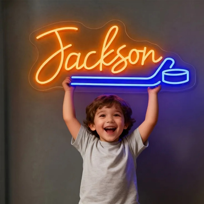 Personalized Ice Hockey Neon Sign with Custom Name for Ice Hockey Fans and Bedrooms 