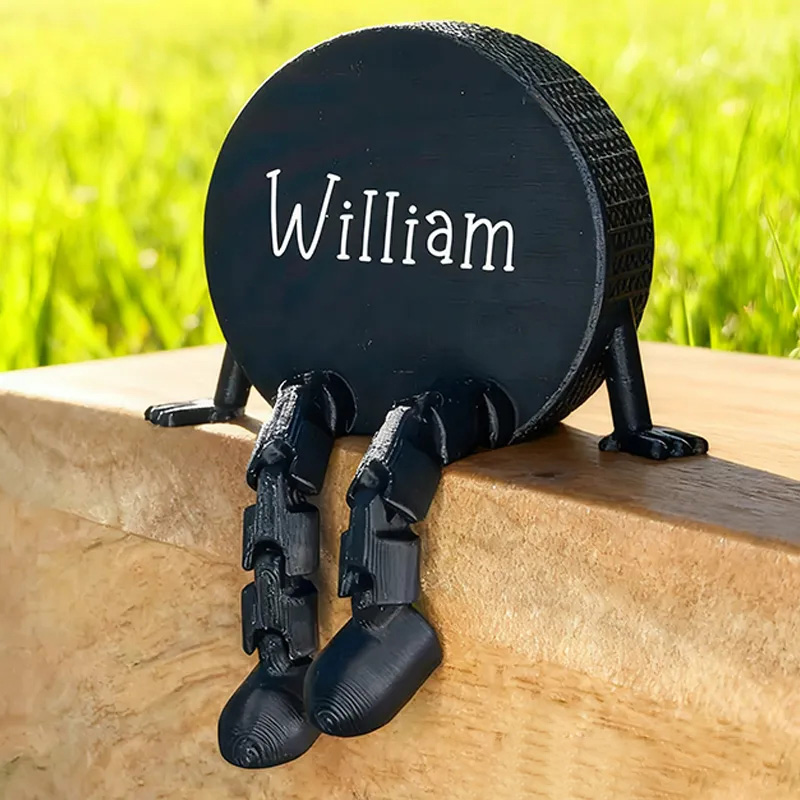 Personalized Hockey Puck Decor with Dangling Legs and Custom Name