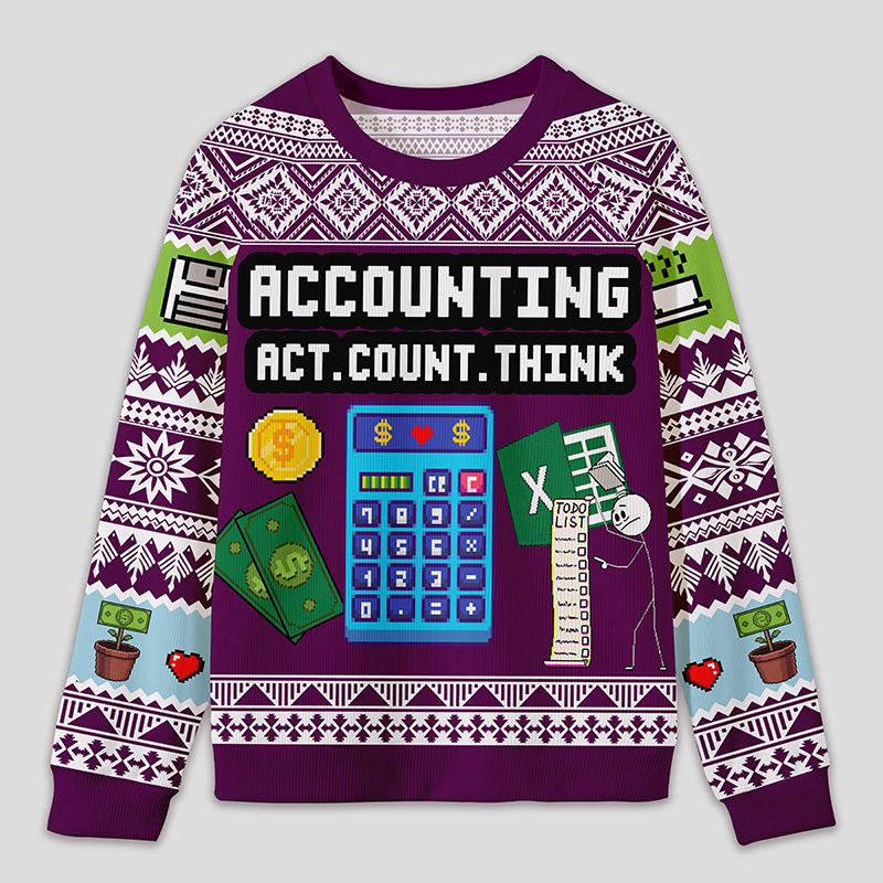 Personalized Calculator Challenge Humor Ugly Sweater Office Holiday Party Gift for Accountants