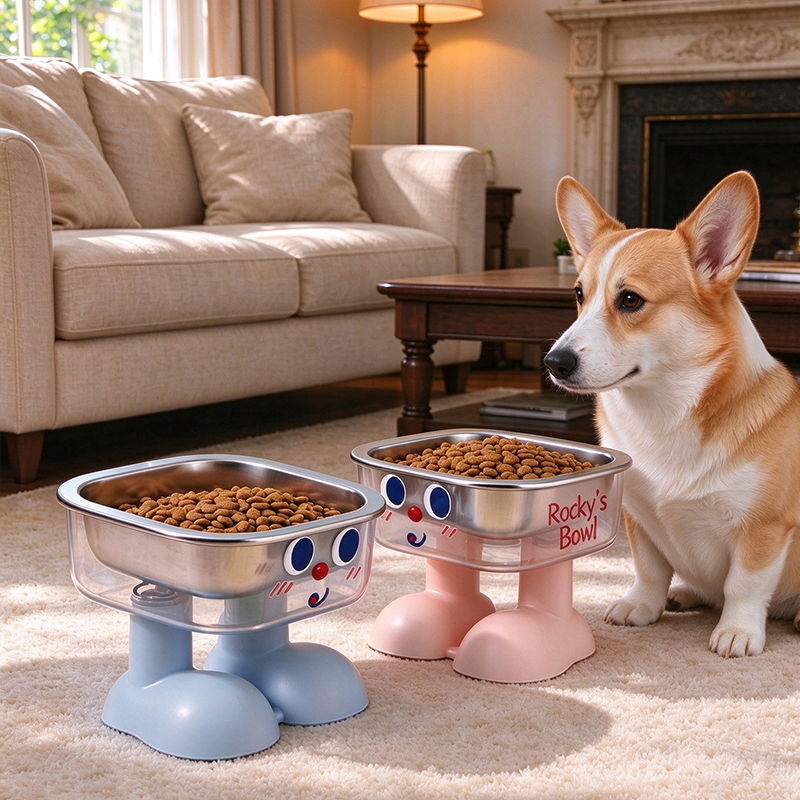 Personalized Cute Pet Feeding Bowl with Name Stainless Steel Heavy Base Raised Feeding Bowl Birthday Gift for Dog Cat Owners