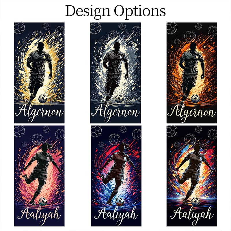 Personalized Soccer Beach Towel Kick of Fire Custom Name Gift for Soccer Lovers