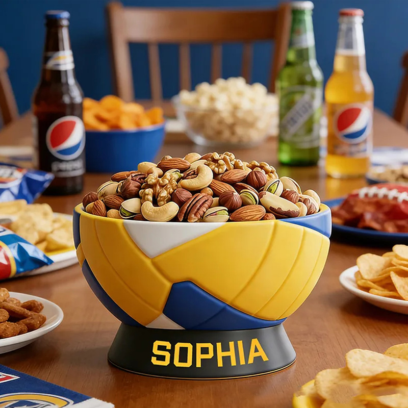 Personalized 3D Printed Volleyball Snack Bowl with Custom Name Design for Volleyball Fans