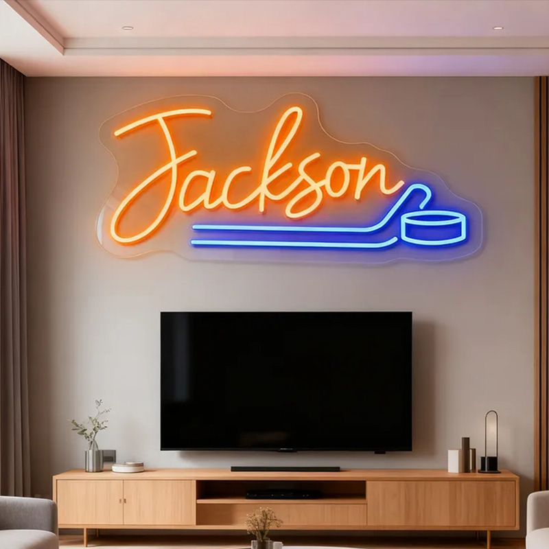Personalized Ice Hockey Neon Sign with Custom Name for Ice Hockey Fans and Bedrooms 