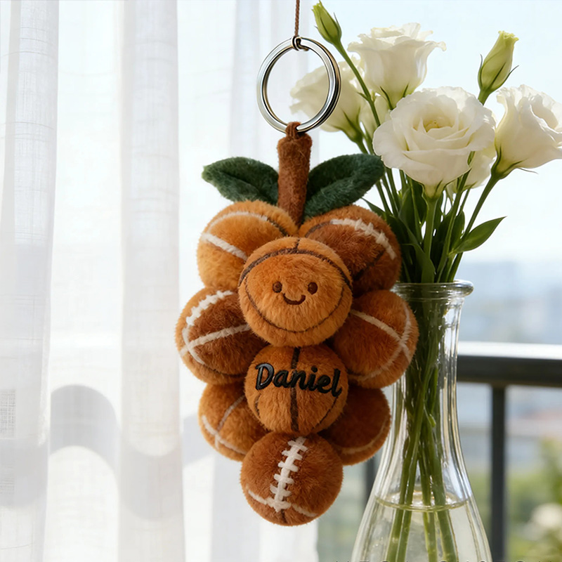 Personalized Plush Football Keychain with Custom Name for Sports Fans