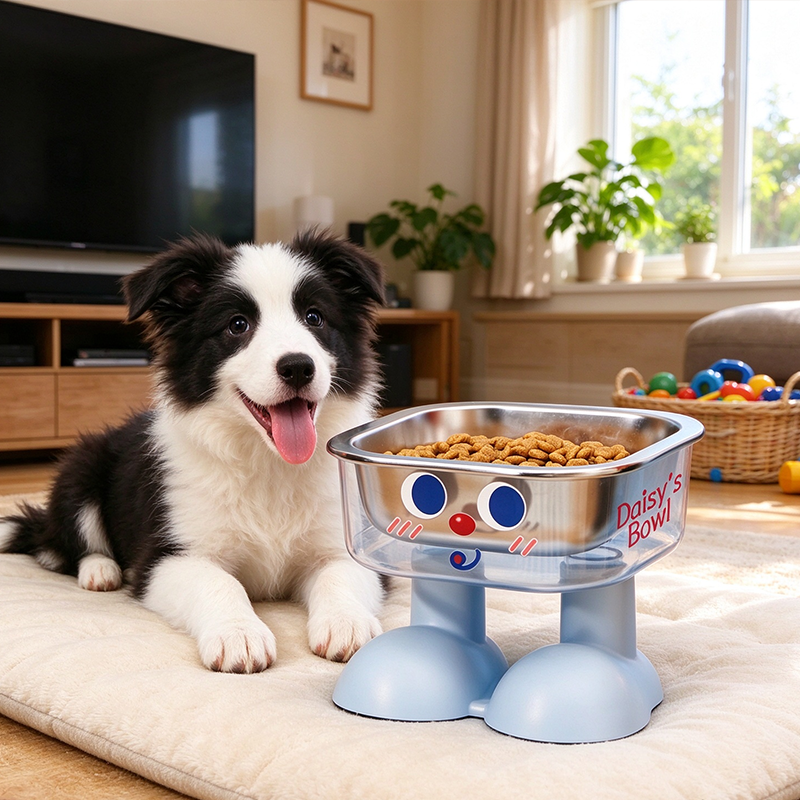 Personalized Cute Pet Feeding Bowl with Name Stainless Steel Heavy Base Raised Feeding Bowl Birthday Gift for Dog Cat Owners
