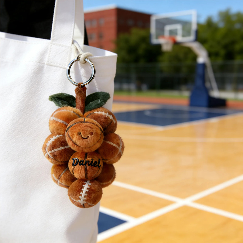 Personalized Plush Football Keychain with Custom Name for Sports Fans