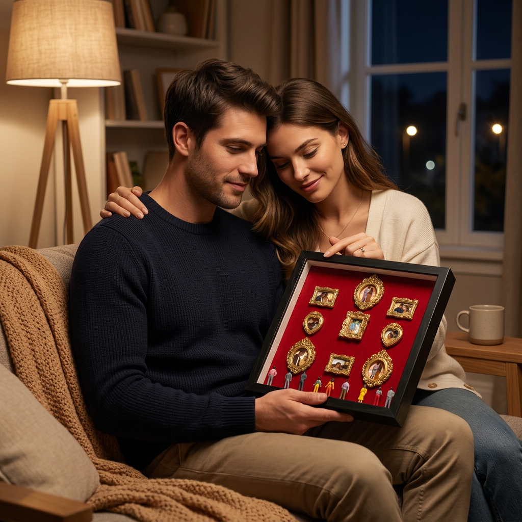 Personalized Mini Museum Silhouette Box with LED Light DIY 11 Photos Museum Frame Box Mother's Day Gifts