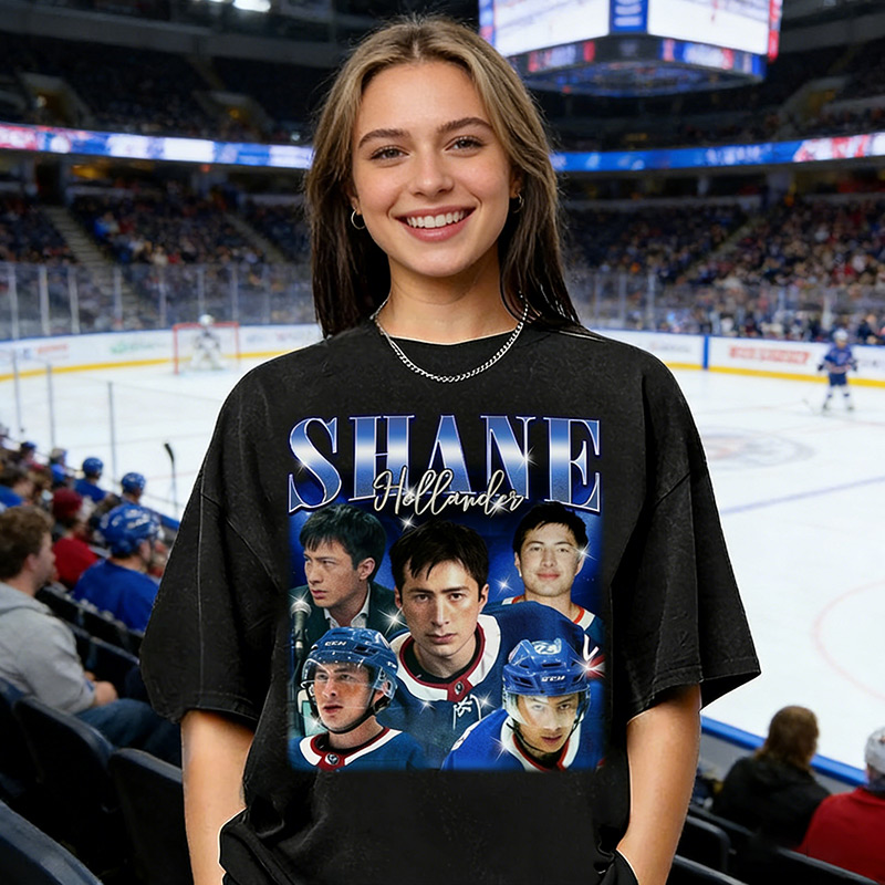 Personalized Ice Hockey Fans Washed T-Shirt with Custom Blue Lightning Image Gift for Fans