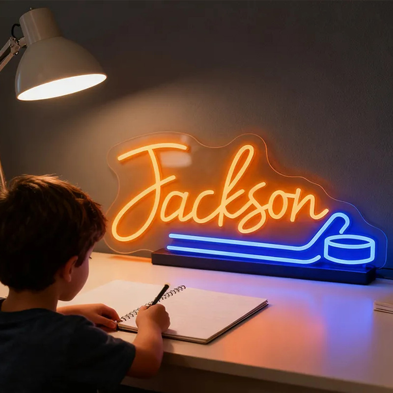 Personalized Ice Hockey Neon Sign with Custom Name for Ice Hockey Fans and Bedrooms 