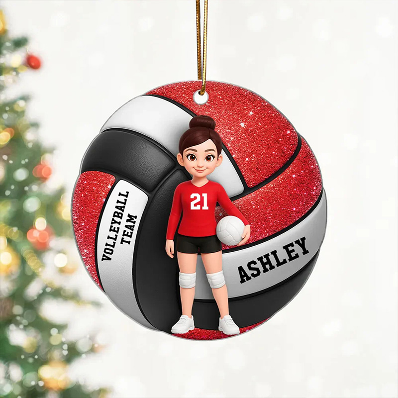 Personalized Acrylic Christmas Ornaments Decoration Volleyball Girl 3D Effect with Custom Name,Number,and Colors