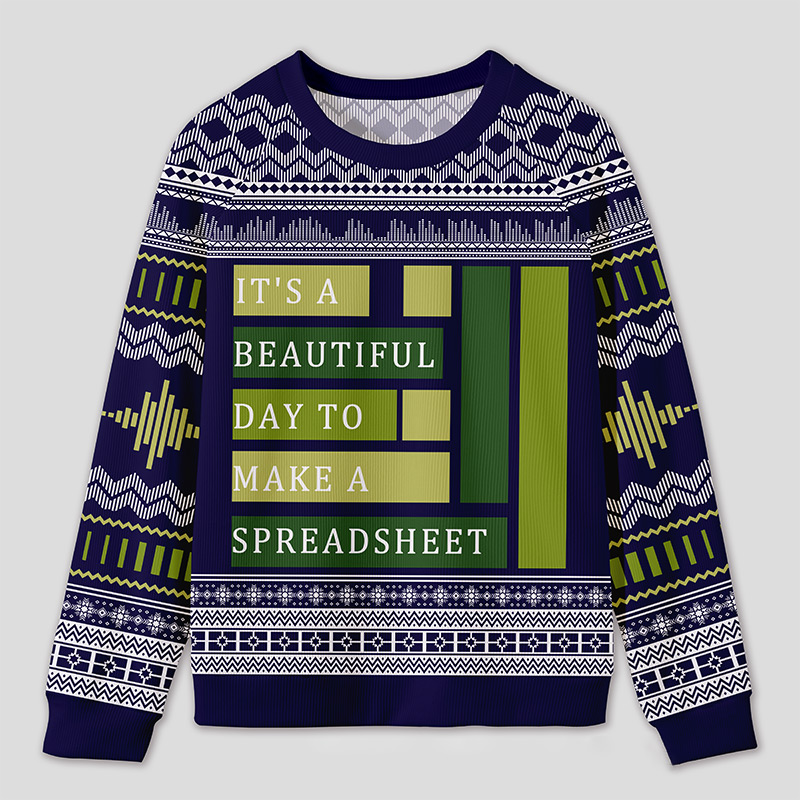 Personalized Spreadsheet Geek Humor Ugly Sweater Office Holiday Party Gift for Accounting Professionals