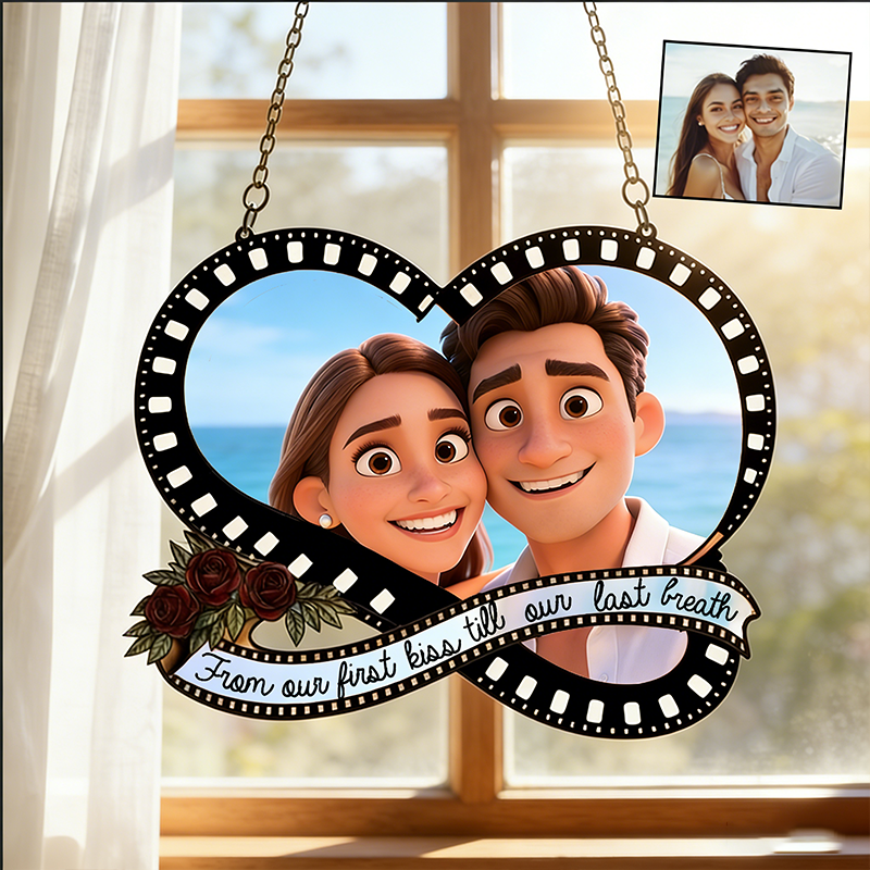 Personalized Couple Photo Film Suncatcher Custom Window Decor Anniversary Gift Valentines Day Gift
