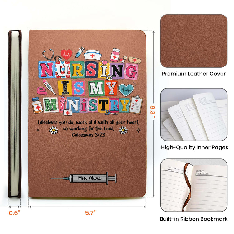 Personalized Nursing, Caring, Healing Is My Ministry Gift For Nurse, Doctor, Healthcare Journal