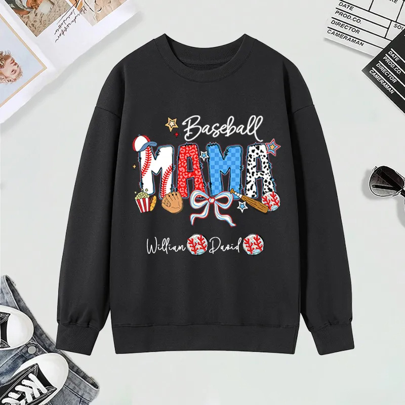 Personalized Baseball Sweatshirt with Custom Name and Design for Mom Nana and More