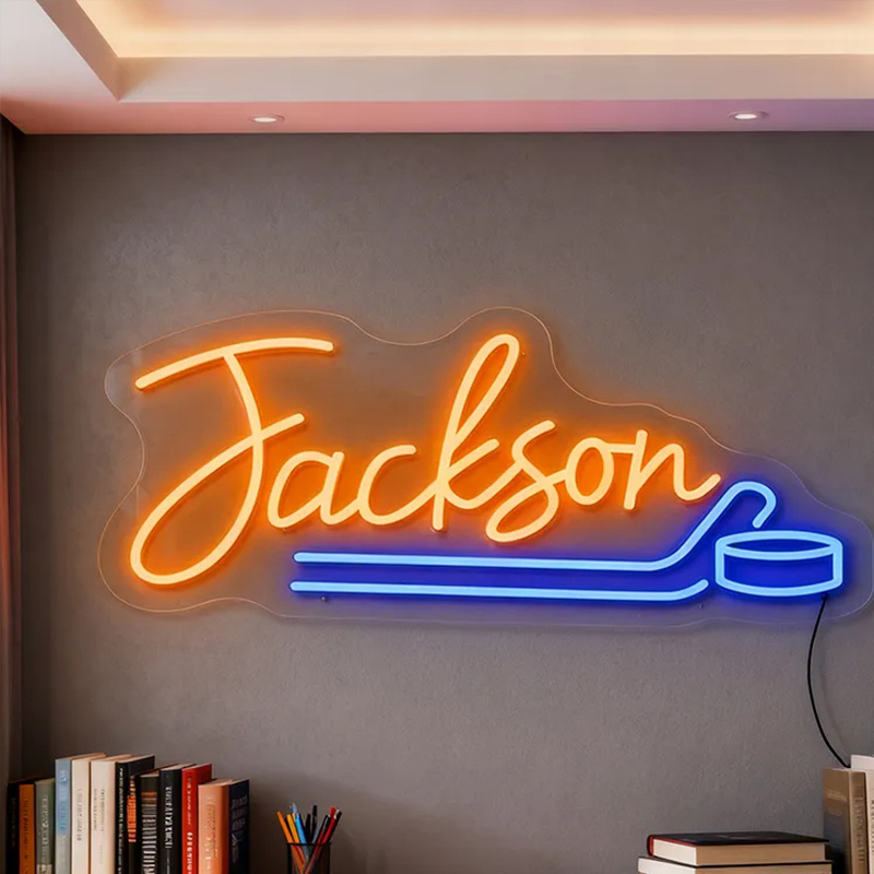 Personalized Ice Hockey Neon Sign with Custom Name for Ice Hockey Fans and Bedrooms 