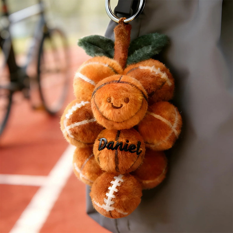 Personalized Plush Football Keychain with Custom Name for Sports Fans