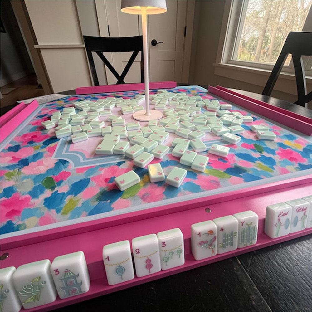 Mahjong Mat Watercolor Bloom Floral Neoprene Instructional Table Mat