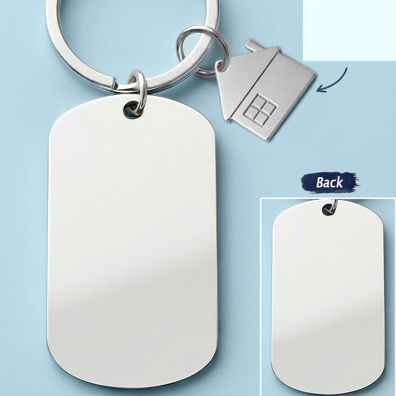 Personalized Photo Pencil Sketch New Home New Beginnings New Memories - Personalized Stainless Steel Keychain