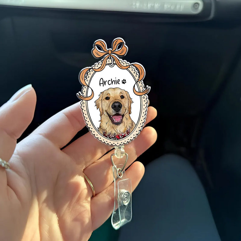 Personalized Pet Portrait Photo Badge Reel Nurse Badge Reel Retractable Badge Holder Gift for Pet Lovers