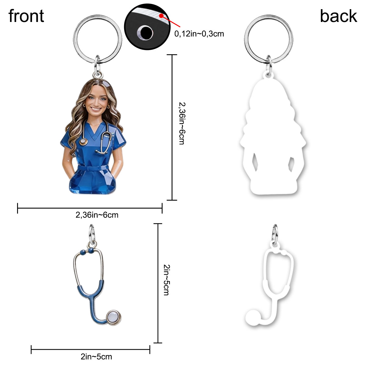 Personalized Any Photo Gift For Nurse Custom Nurse Keychain with Charms Custom Letter Heart Charm Gift for Nurse, Medical Student, Doctor, RN, CNA