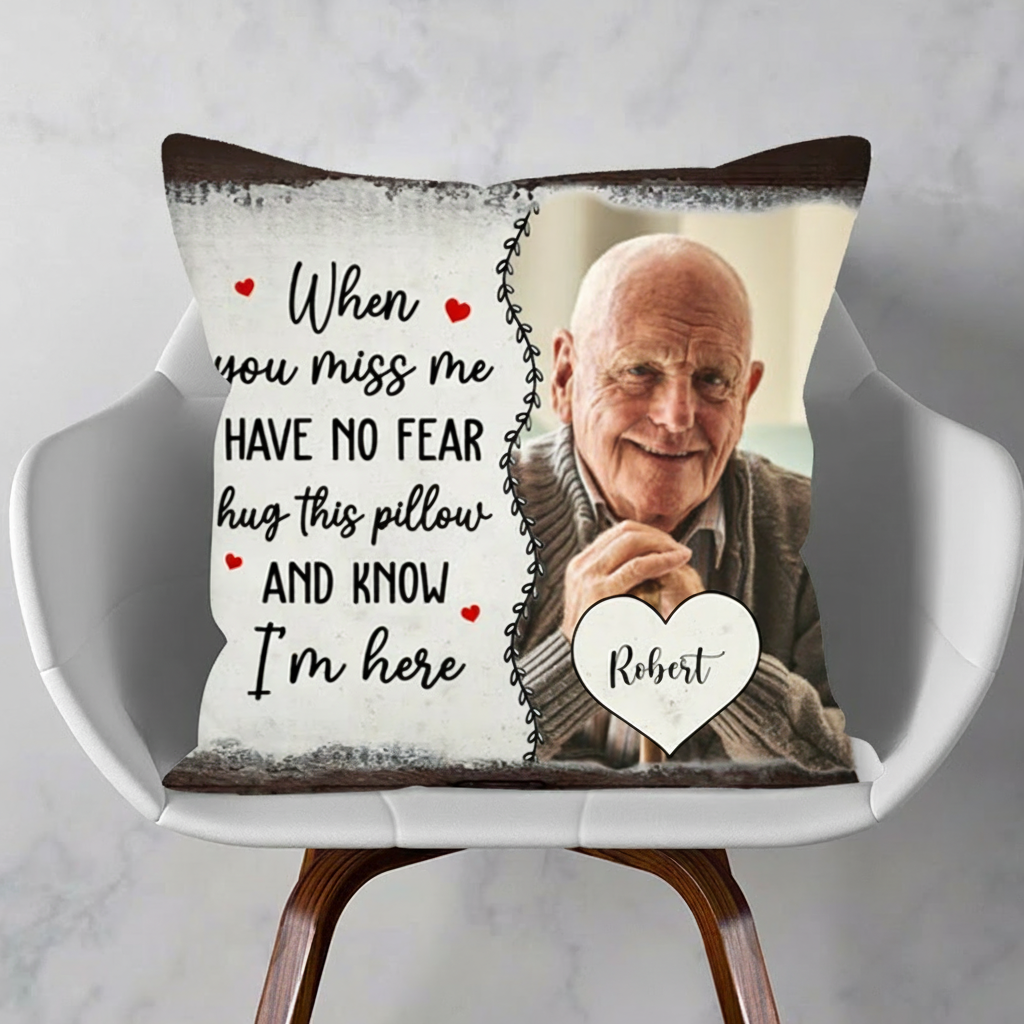 Personalized Memorial Pillow Custom Photo Have No Fear Hug This Pillow Sympathy Gift 