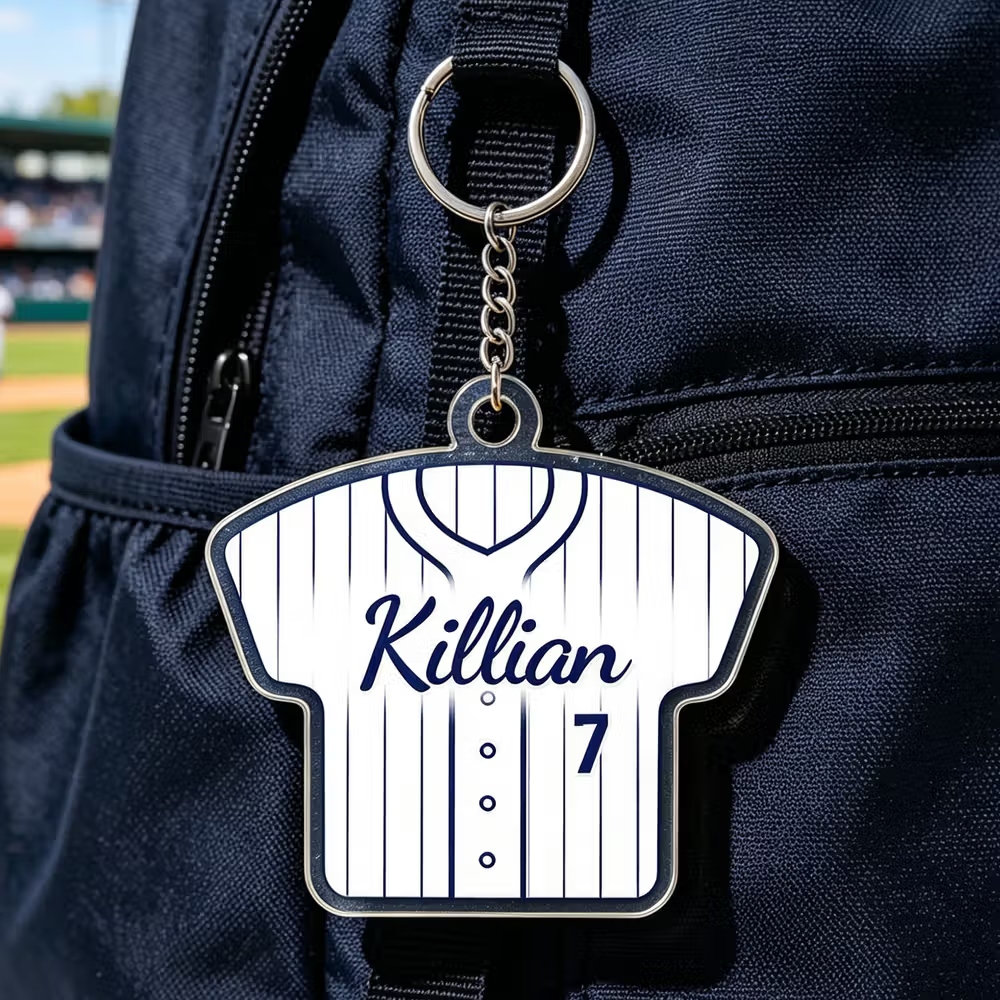 Personalized Soccer Jersey Acrylic Bag Tag Keychain with Name and Number, Everyday Use, Birthday or Team Gift for Soccer Player