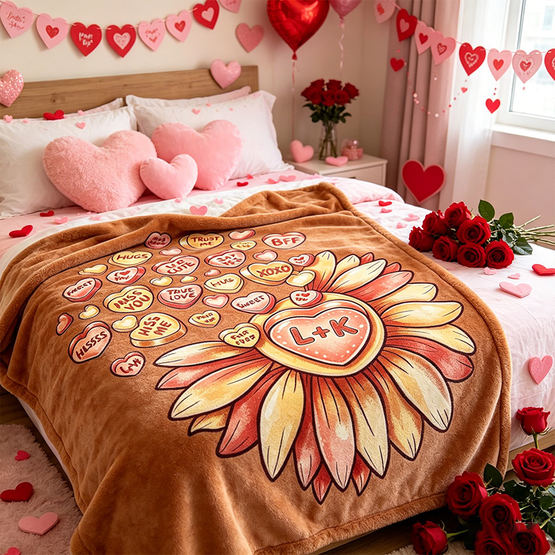 Personalized Couple Love Throw Blanket with Names Valentine Gift Gift for Husband Gift For Wife