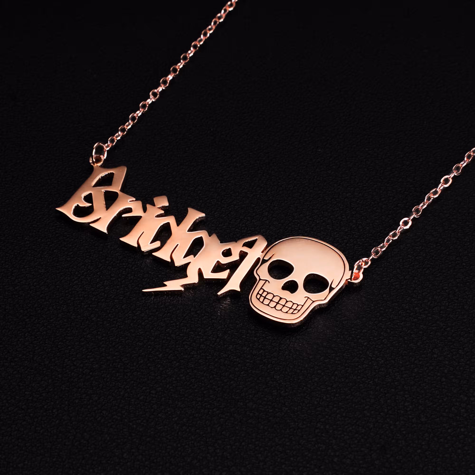 Personalized Skull Metal Rock Necklace with Name Stylish Jewelry Birthday Christmas Gift for Rockers Gothic Lovers