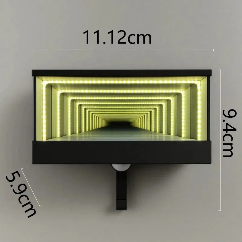 Infinity Mirror Tunnel LED Wall Hook Light 3D Infinite Depth Visual Effect Wall Mount Hanging Decor Lamp Modern Ambient Wall Art