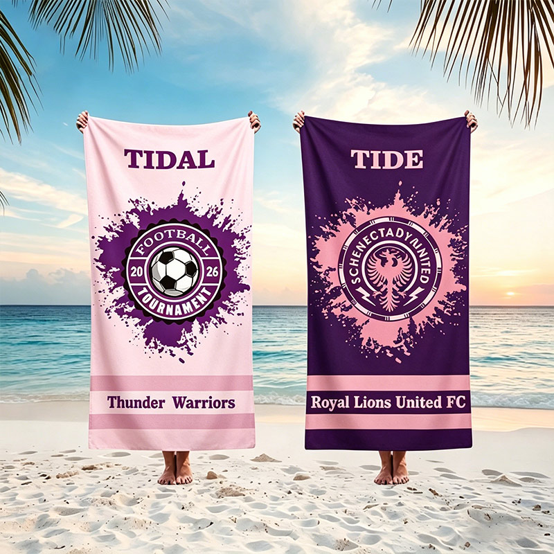 Personalized Soccer Beach Towel Soccer Pin with Custom Name and Team Logo Gifts for Fans