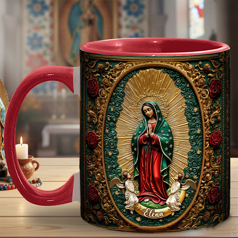 Personalized Our Lady of Guadalupe Ceramic Mug with Name Religious Inspirational Gift Catholic Gift for Women
