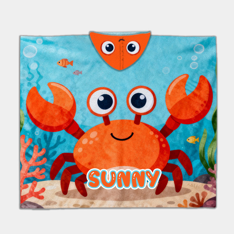 Personalized Ocean Creature Hoodie Blanket Custom Name Cozy and Fun Gift for Kids Ocean Lovers