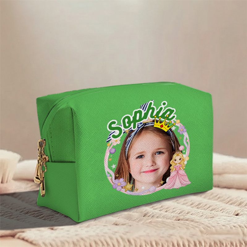 Personalized Cute Princess Custom Face and Name Toiletry Bag for Kids Travel Gifts and Daily Use